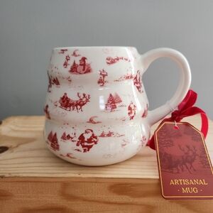 Artisanal Tree-Shaped Vintage Looking Ceramic Christmas Mug NWT